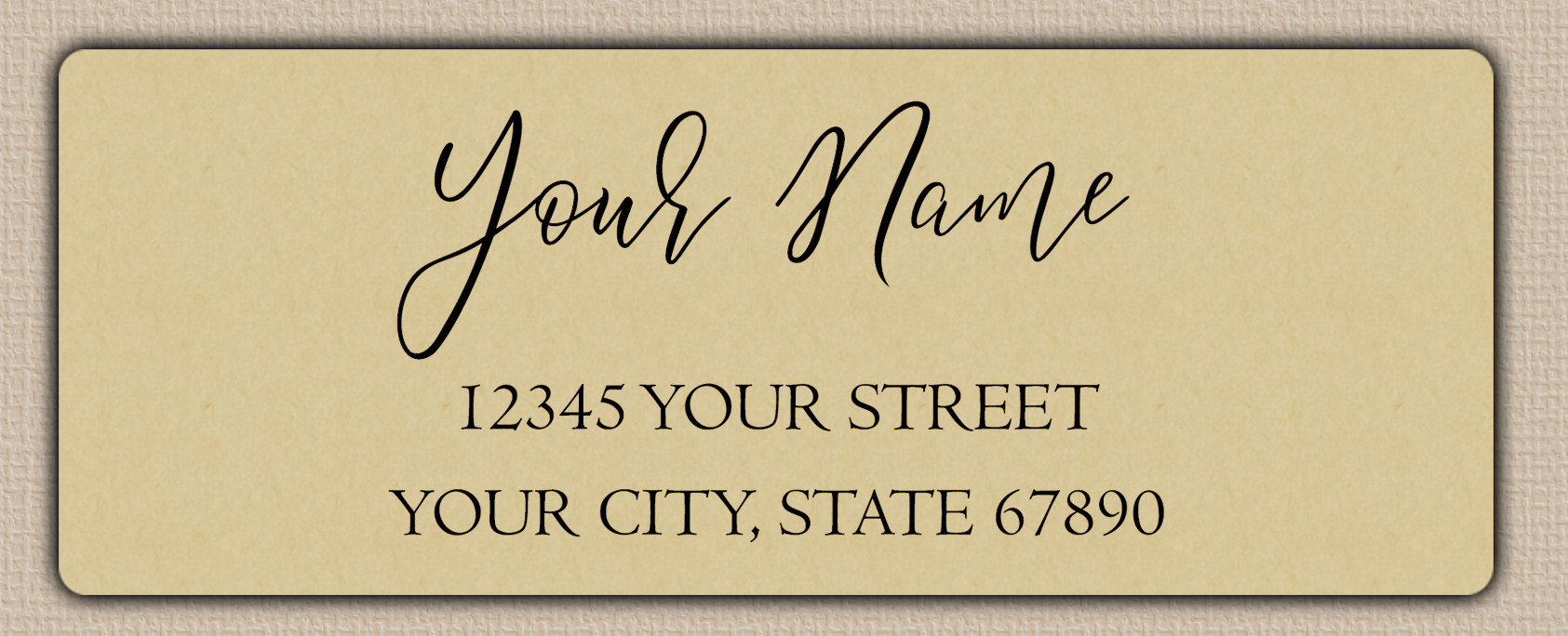 Ecru Elegant Flowing Script Return Address Labels