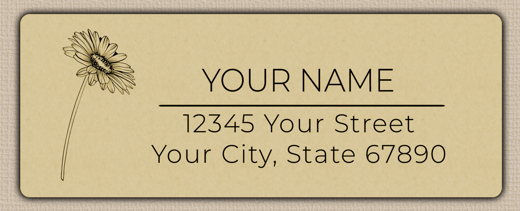 Ecru Gerber Daisy Line Art Return Address Labels