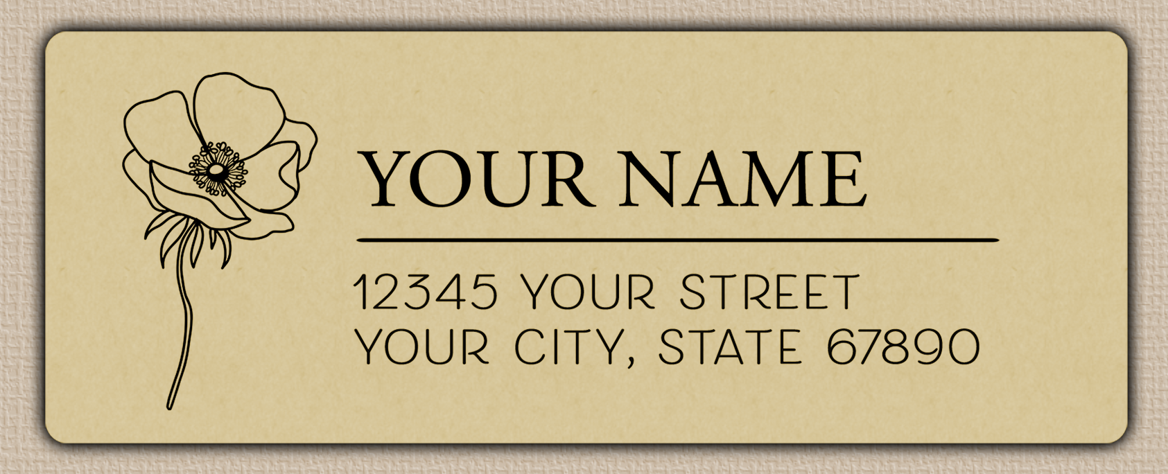 Ecru Poppy Line Art Return Return Address Labels
