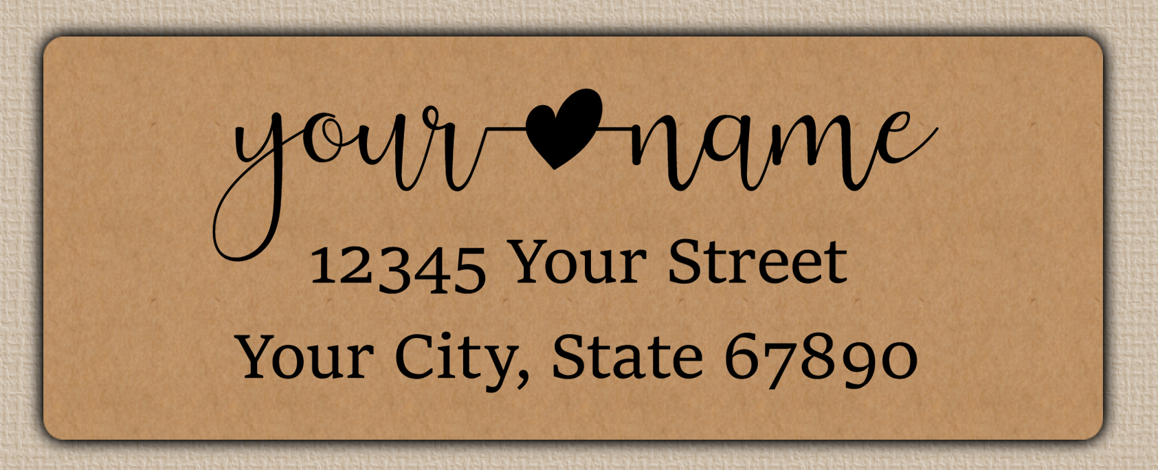 Brown Modern Script With Heart Accent  Return Address Labels