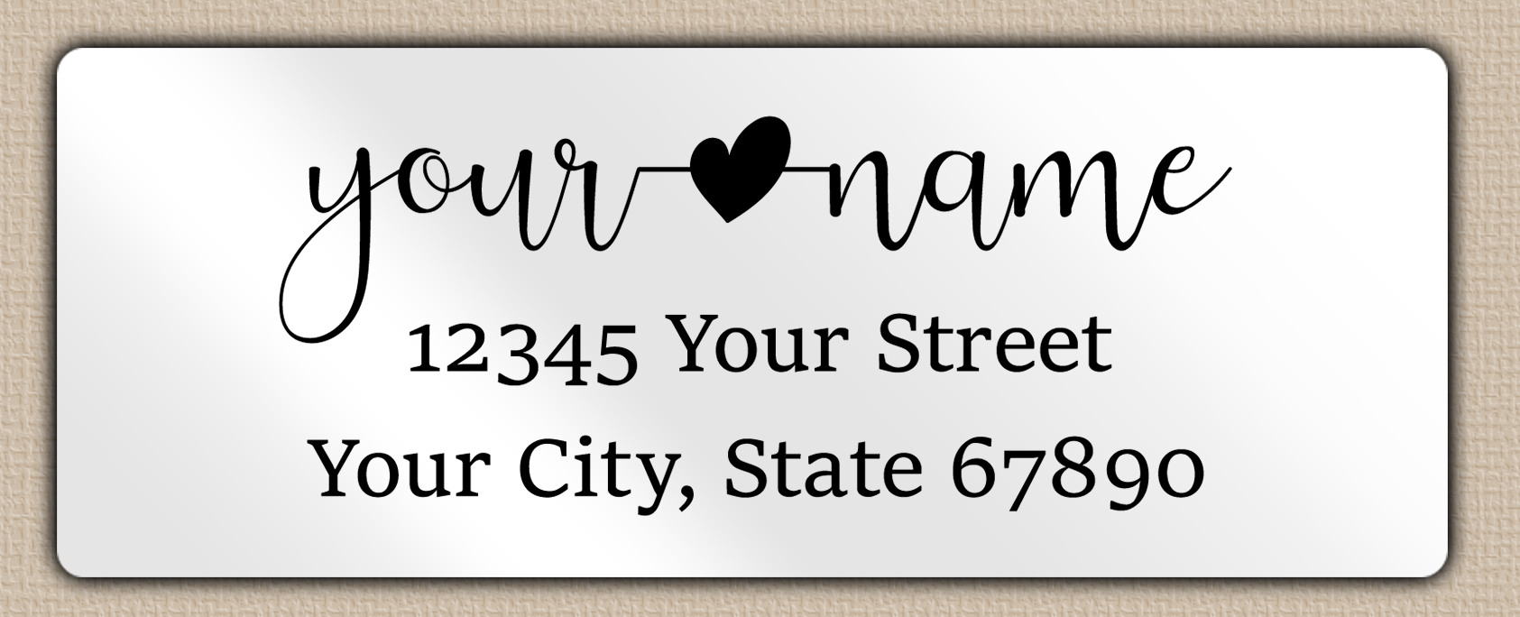 White Glossy Modern Script With Heart Accent  Return Address Labels