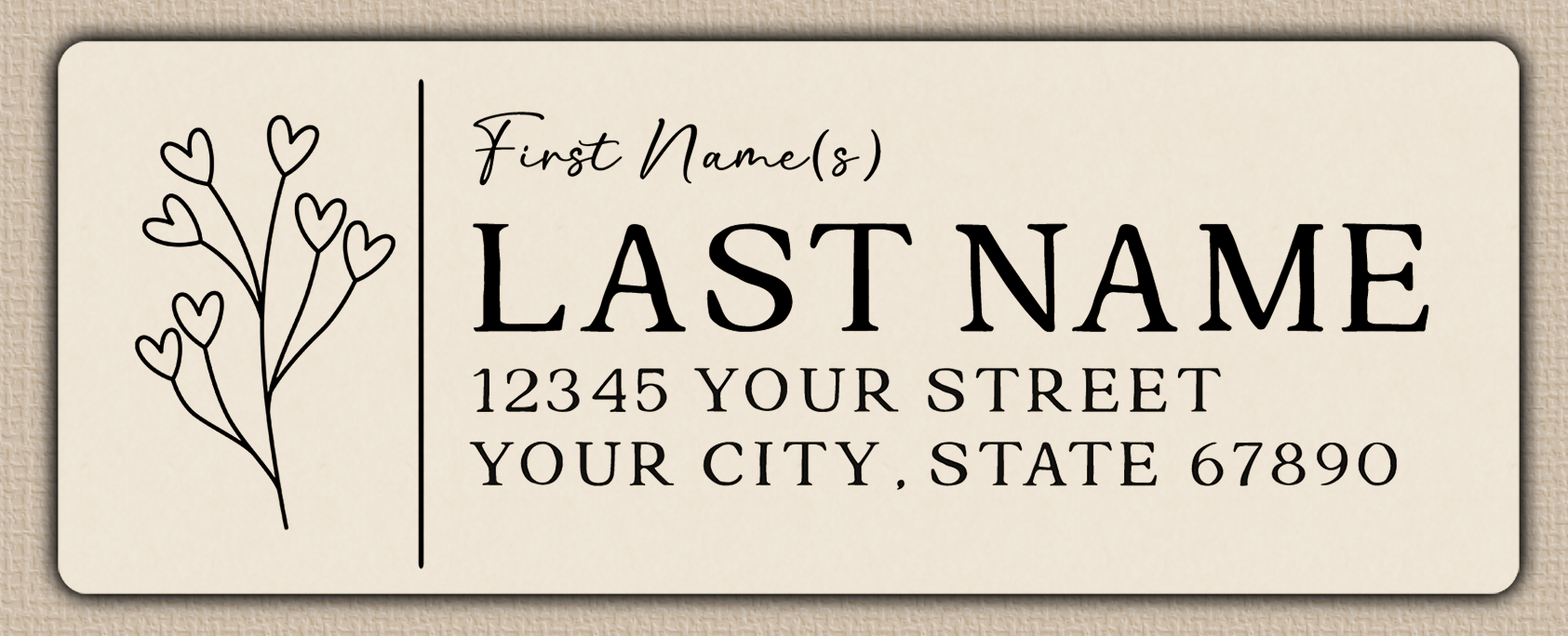 Ivory Heart Flowers Bouquet Line Art Return Address Labels