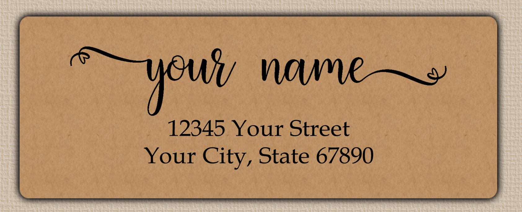 Brown Heart Flourish Return Address Labels