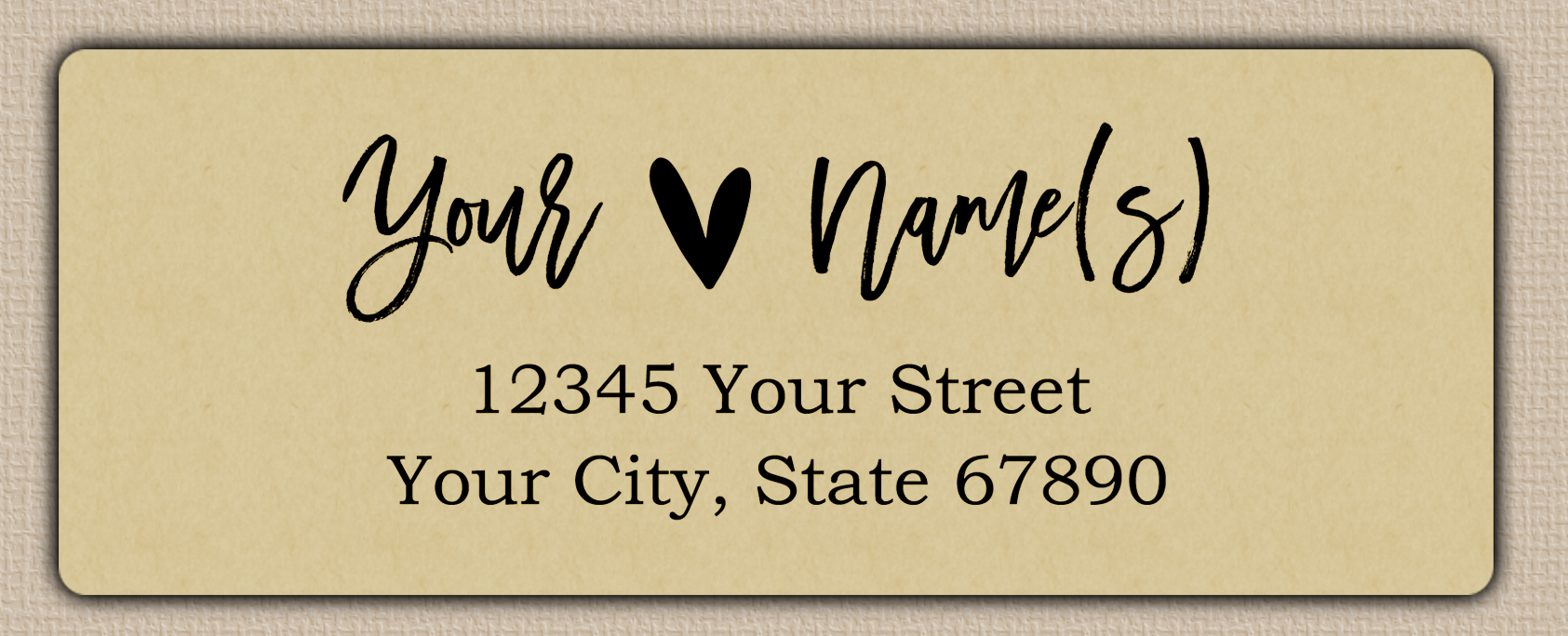 Ecru Brush Script Heart Return Address Labels