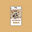 Halloween-themed decorative sign with cowboy design on a beige background