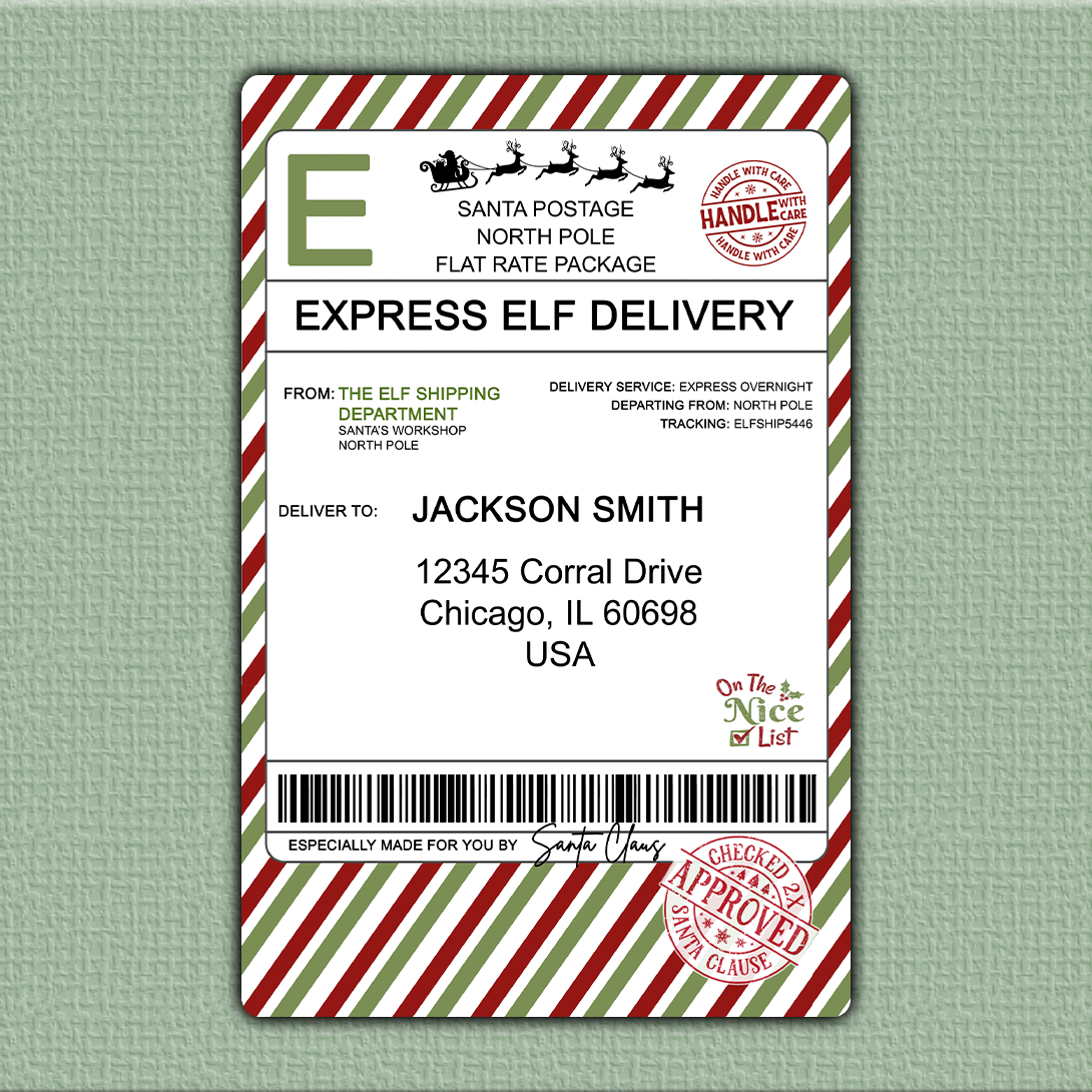 Personalized Express Elf Delivery Stickers