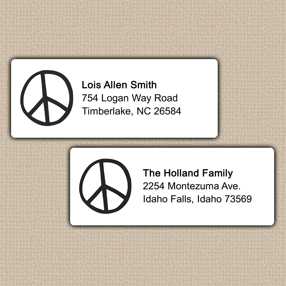 Simple Peace Sign Return Address Labels