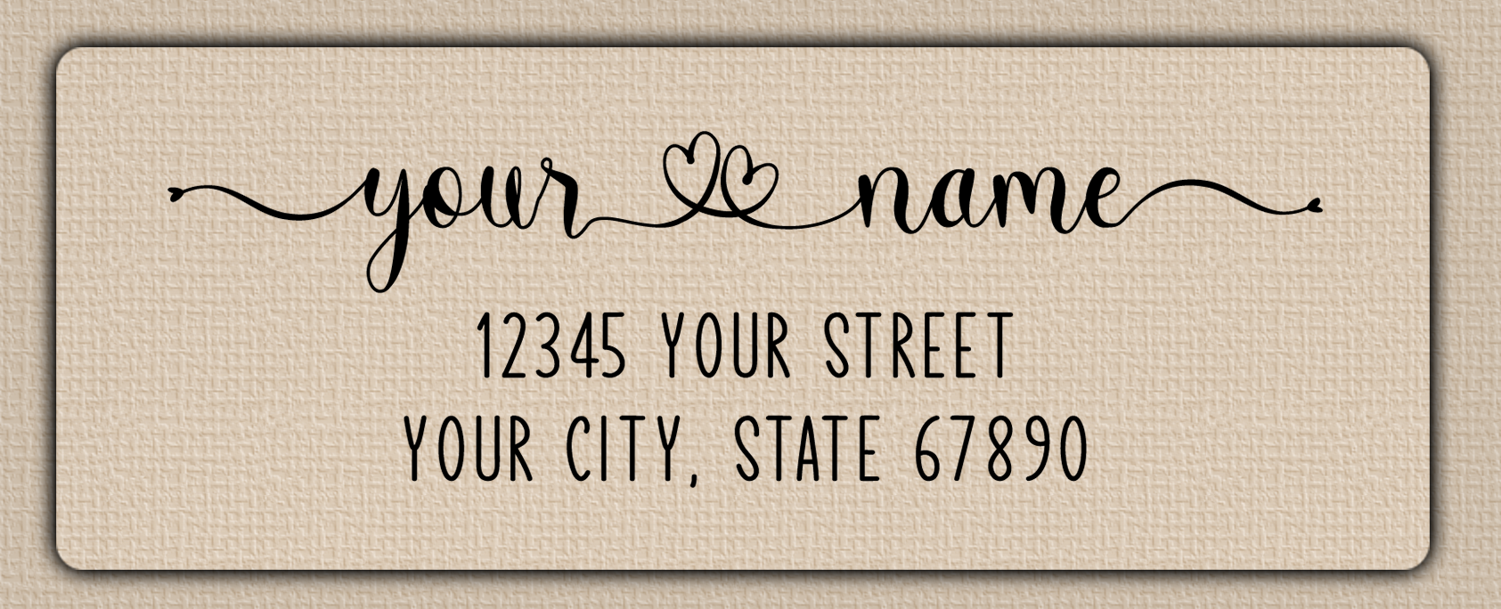 Clear Glossy Double Heart Swash Return Address Labels
