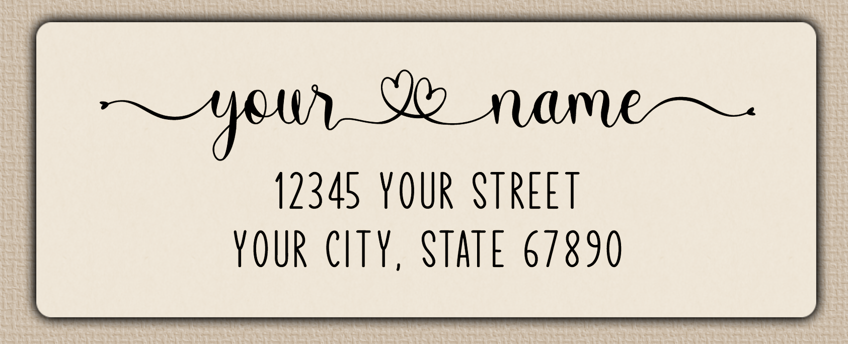 Ivory Double Heart Swash Return Address Labels