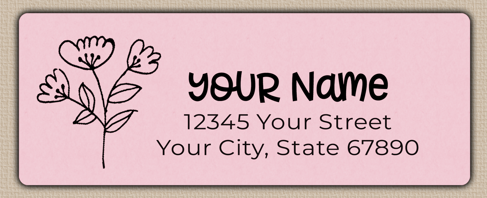 Pink Wildflowers Line Art Return Address Labels