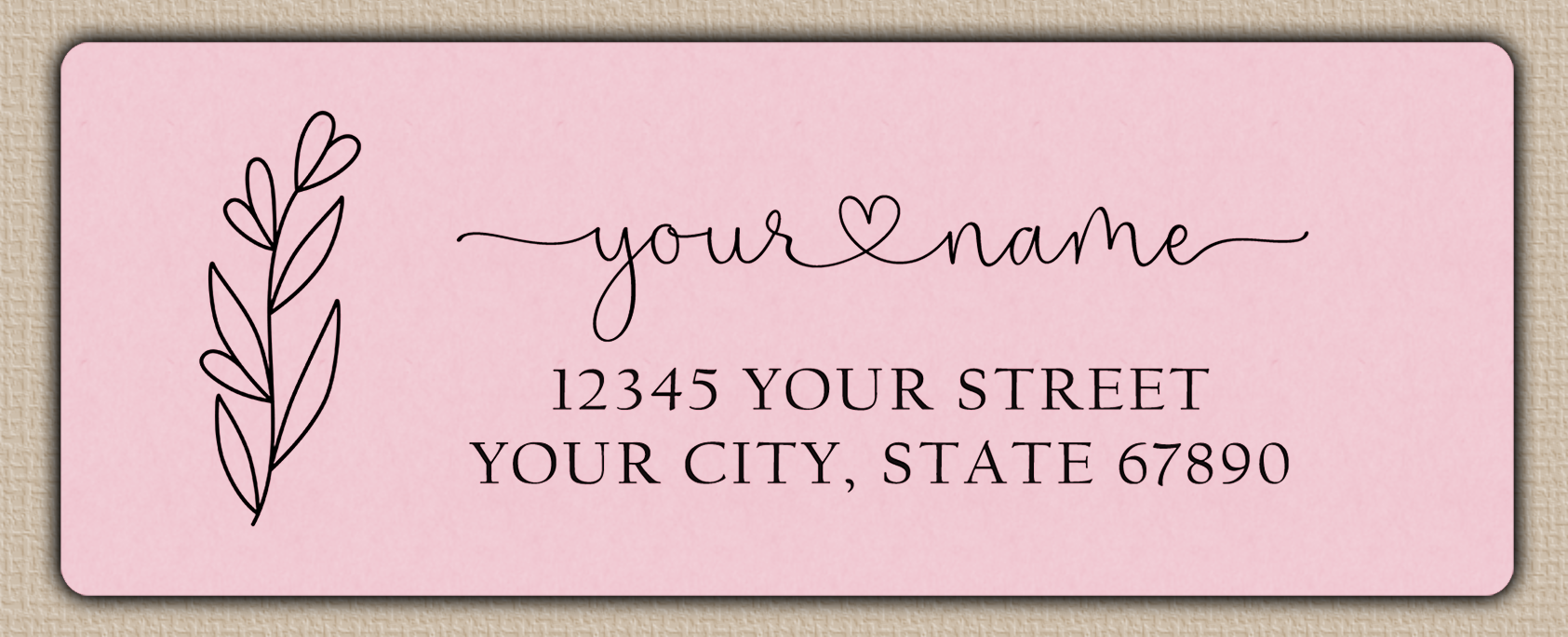 Pink Heart Line Art Flower Return Address Labels