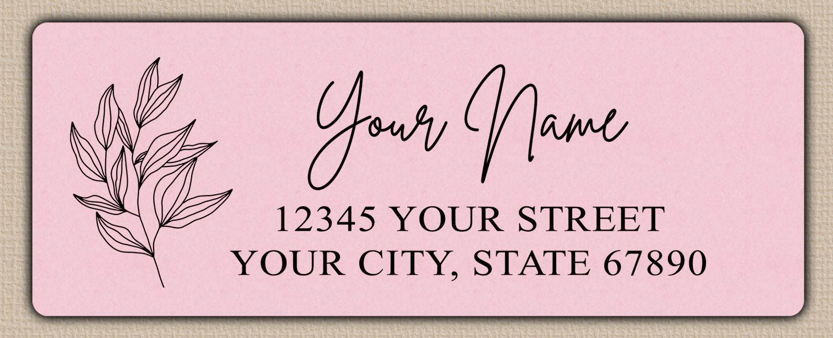 Pink Olive Leaves Line Art Return Address Labels