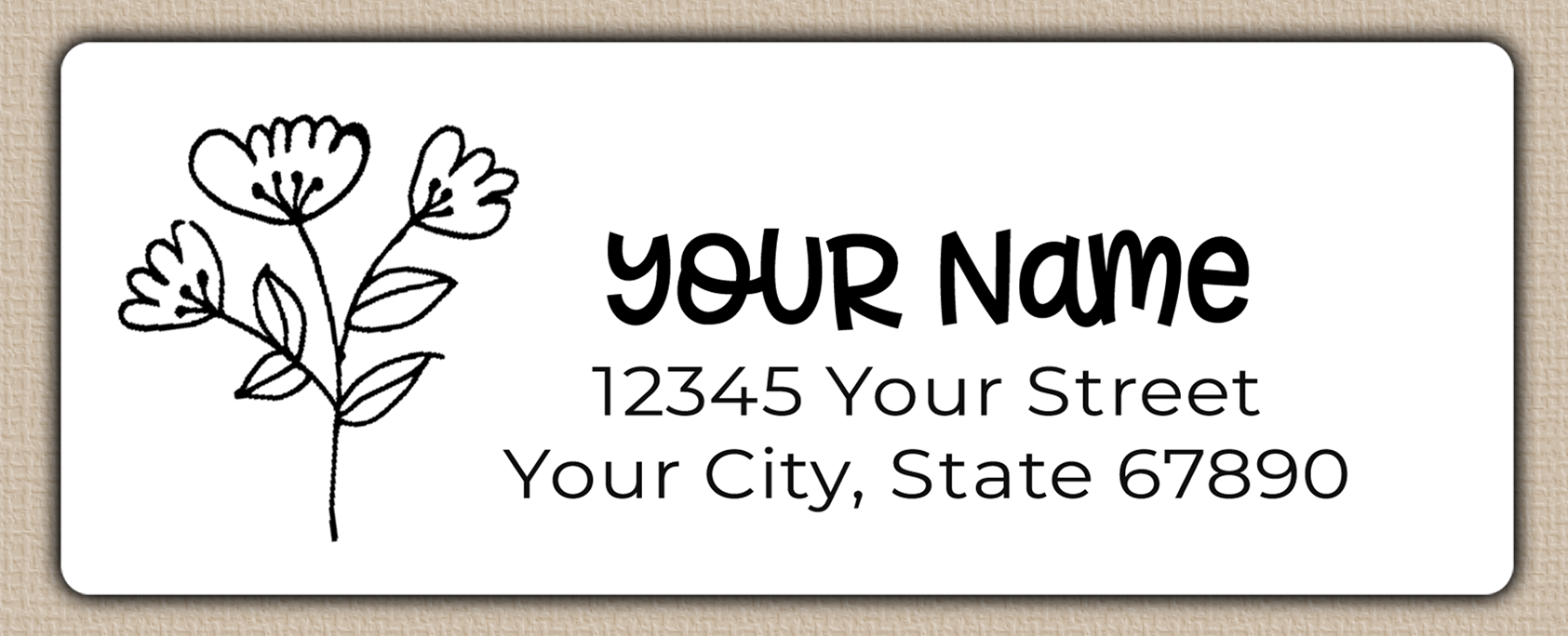 White Wildflowers Line Art Return Address Labels