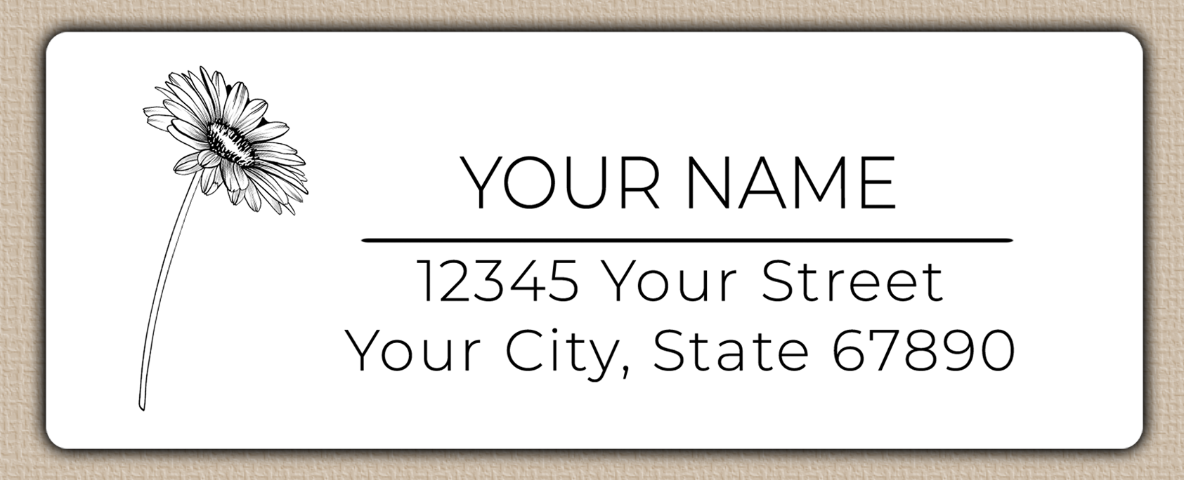 White Gerber Daisy Line Art Return Address Labels
