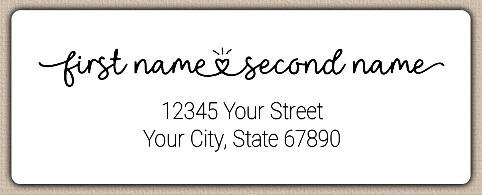 White Monoline Heart Script Return Address Labels