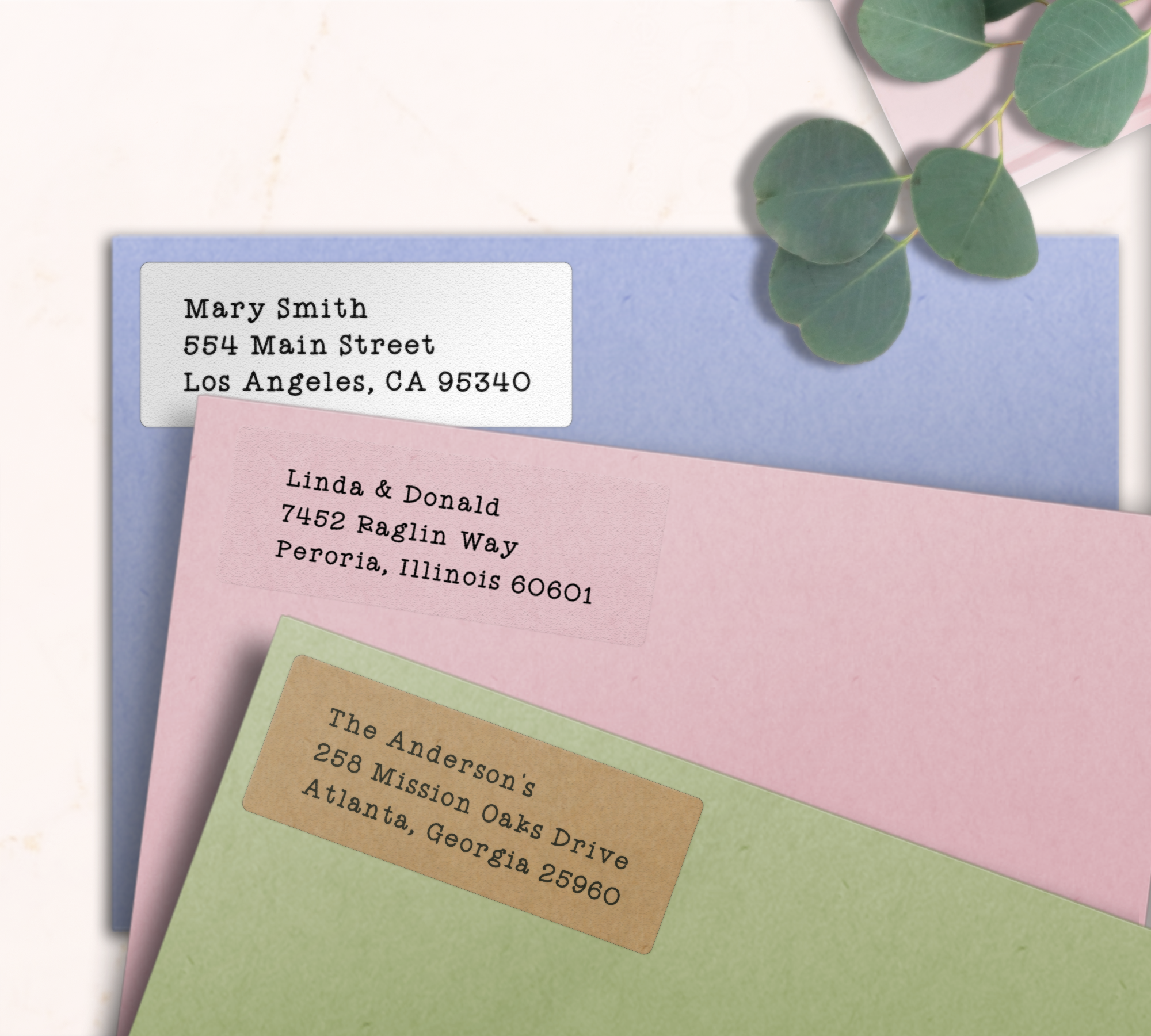 Cute Rustic Typewriter Return Address Labels on Evelopes