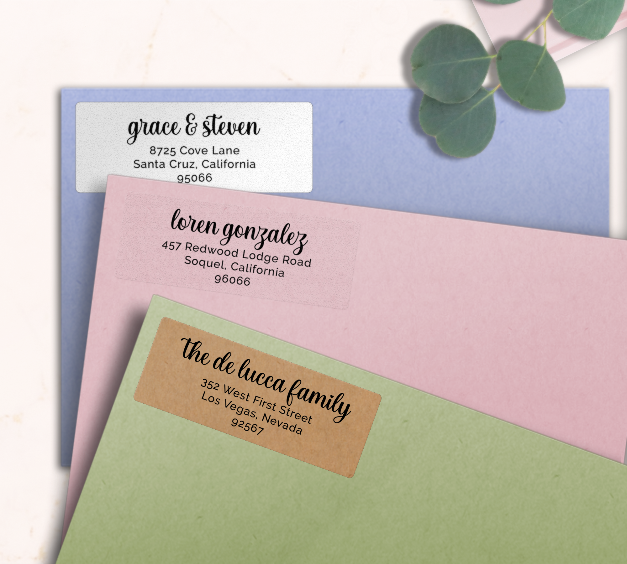 Modern Graceful Script Return Address Labels on Evelopes