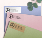Simple Peace Sign Return Address Labels on Evelopes