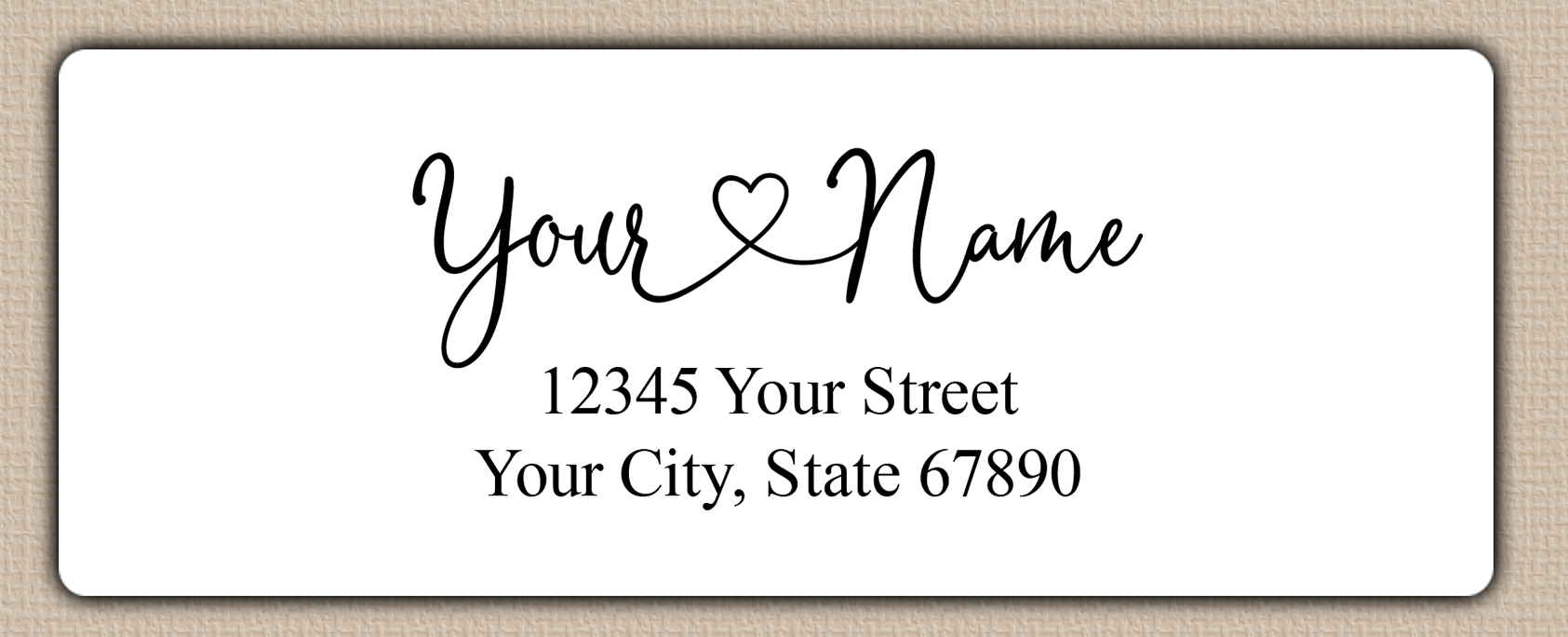 White Graceful Heart Script Return Address Labels