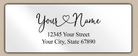 White Glossy Graceful Heart Script Return Address Labels