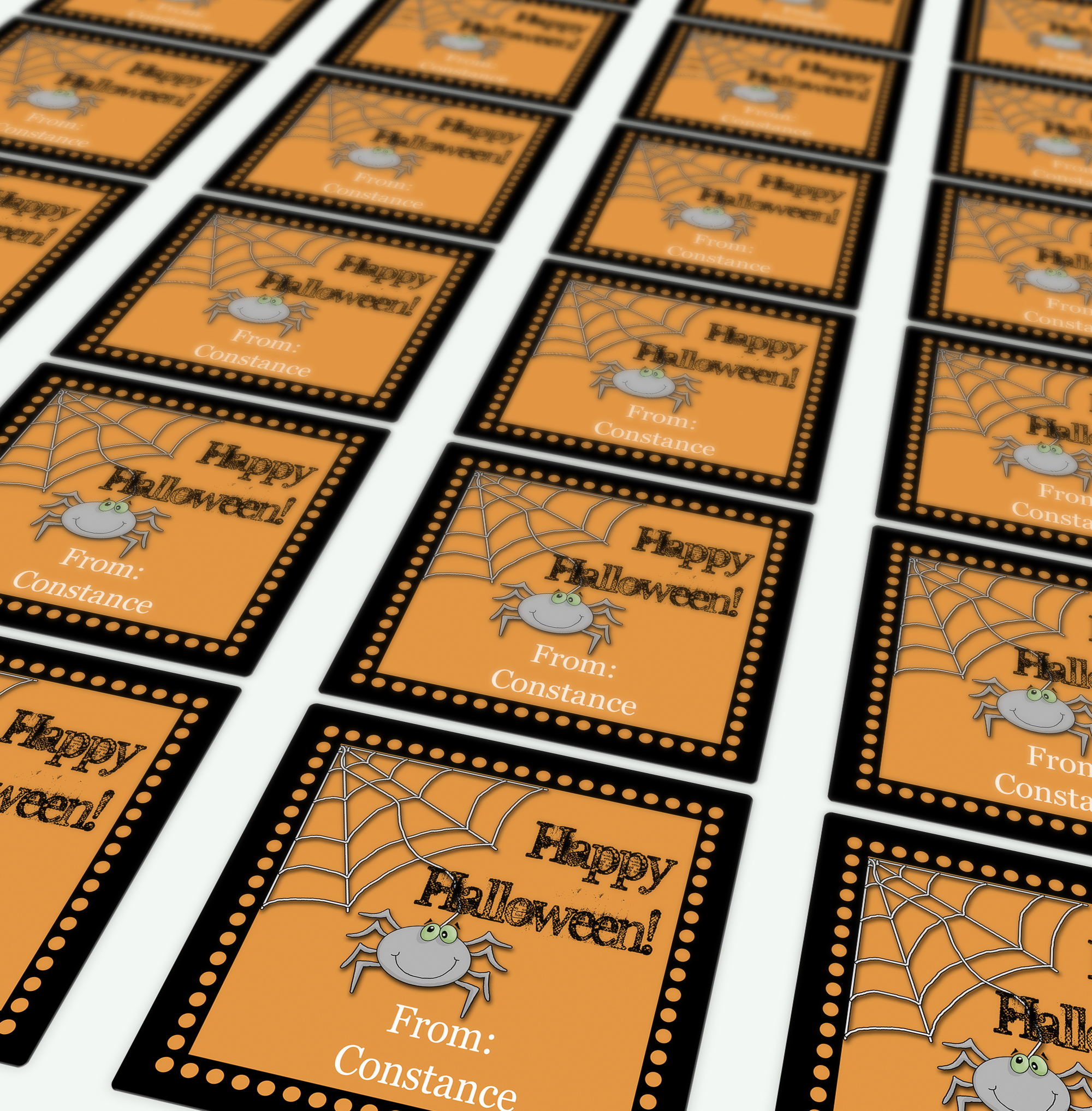 Sheet of Spider Web Halloween Square Stickers