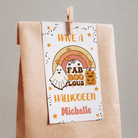 Fab-BOO-lous Halloween Hang Tag with square corners on brown paper bag