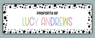 Spotted Border Name Stickers - property of option