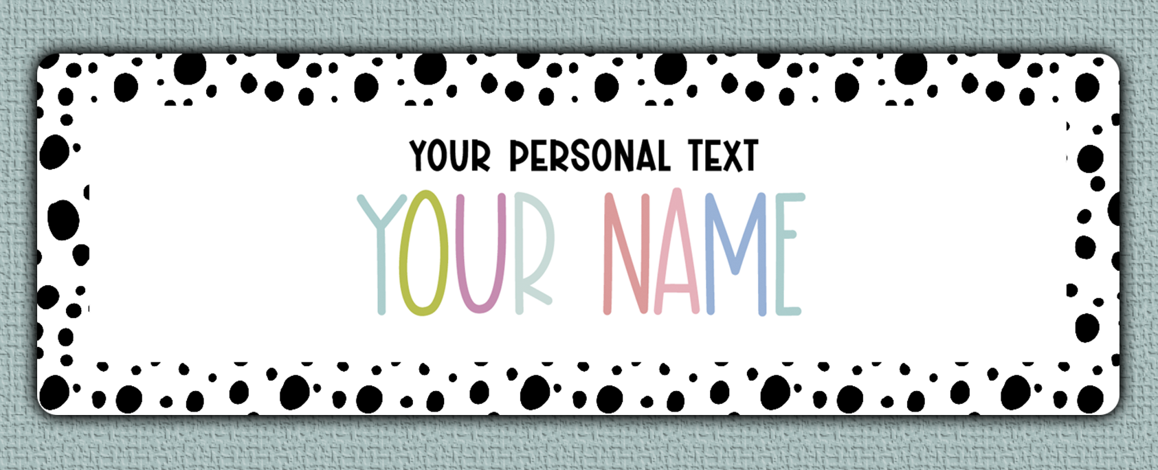 Spotted Border Name Stickers - your own text option