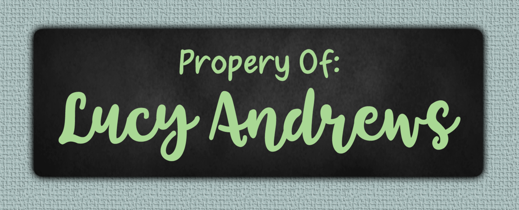 Green Chalkboard Name Stickers - Property Of sticker