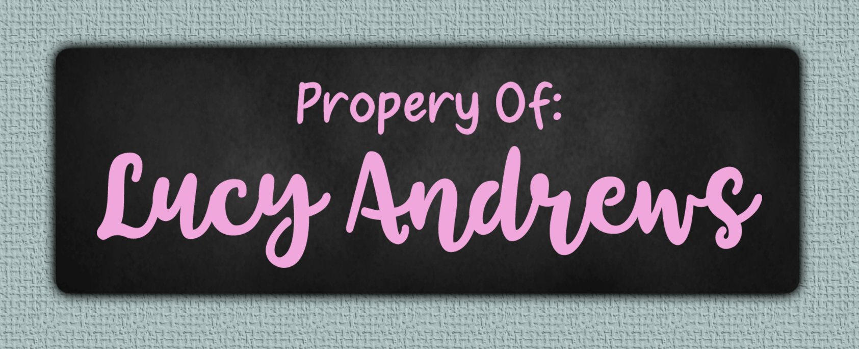 Pink Chalkboard Name Stickers - Property Of sticker