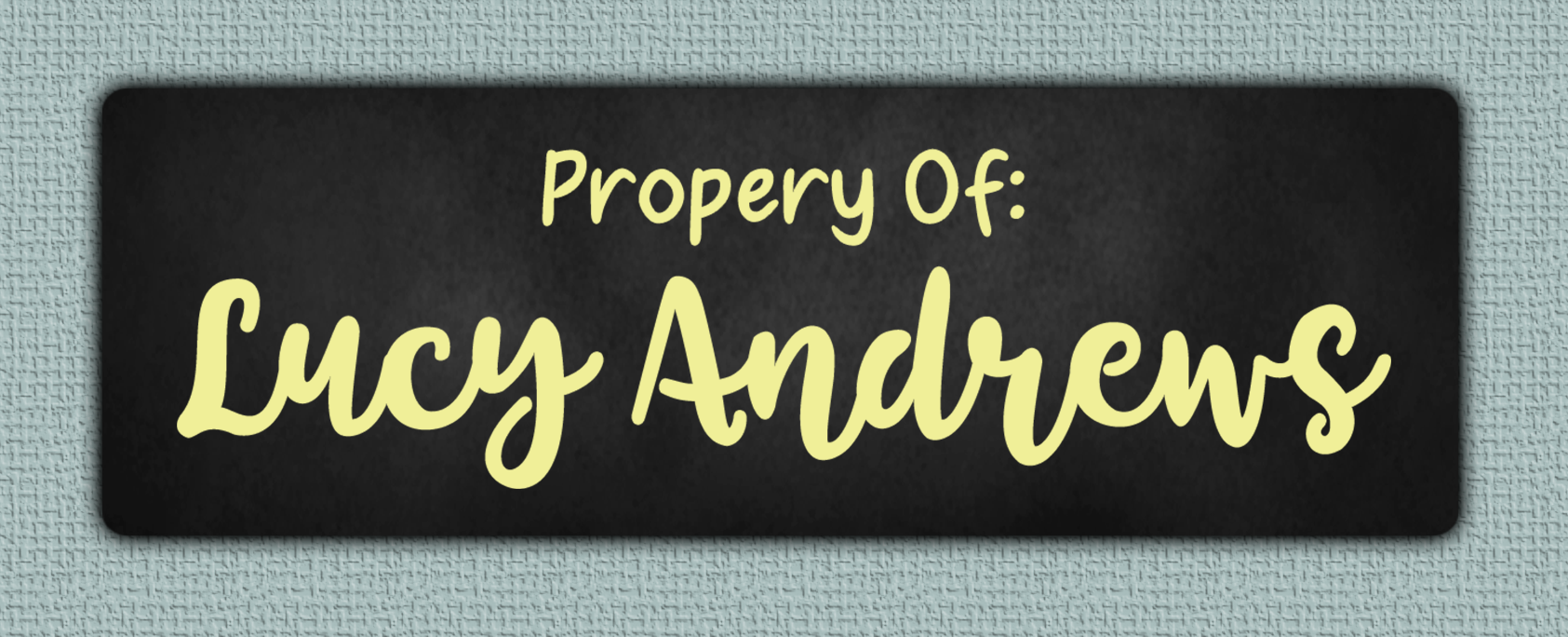 Yellow Chalkboard Name Stickers - Property Of sticker