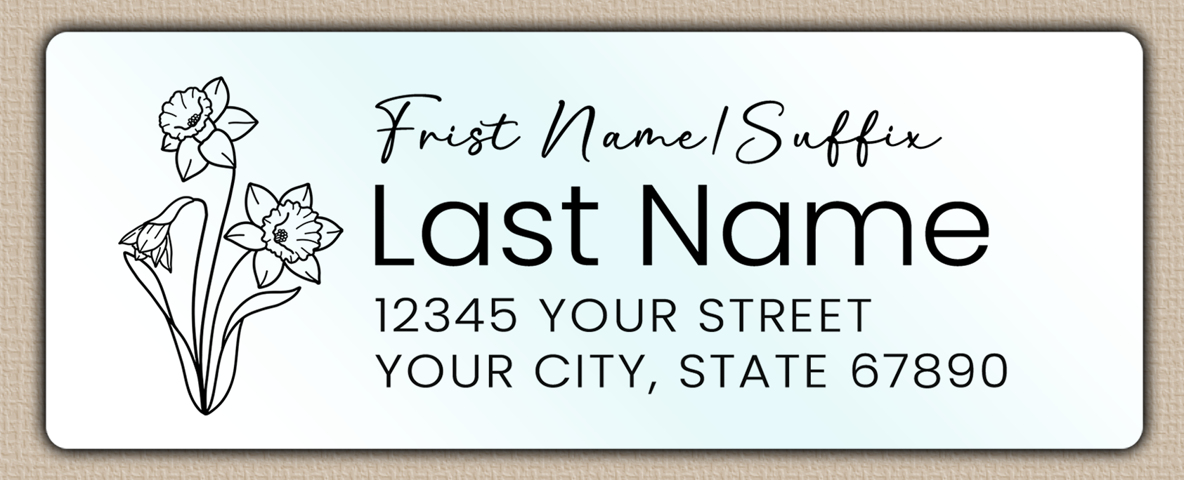 Waterproof Daffodils Line Art Return Address Labels