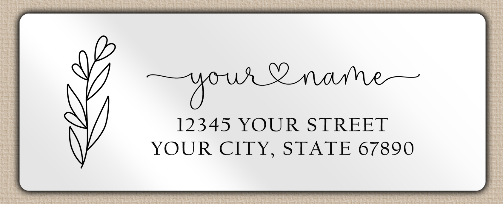 White Glossy Heart Line Art Flower Return Address Labels