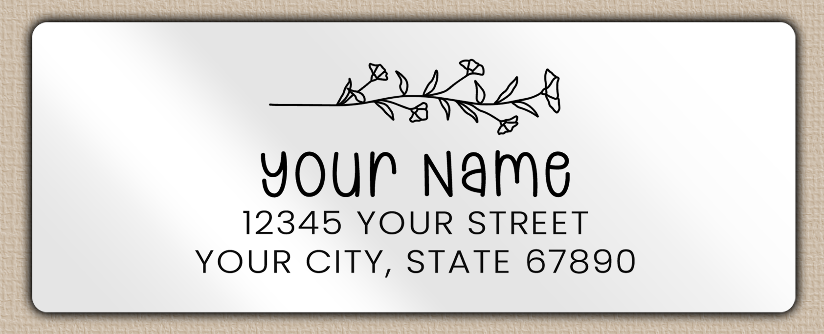 White Glossy Morning Glory Line Art Return Address Labels