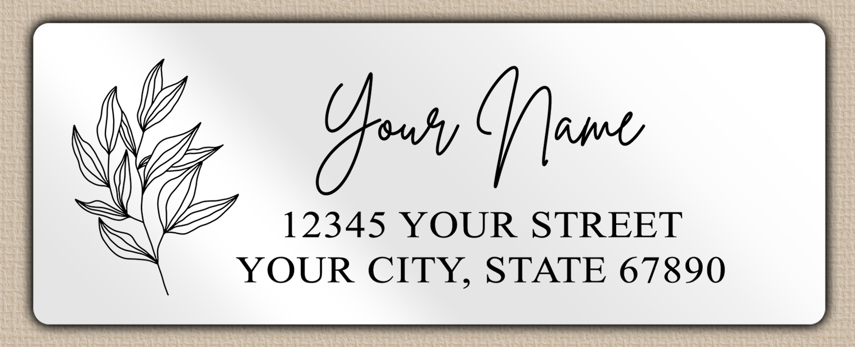 White Glossy Olive Leaves Line Art Return Address Labels