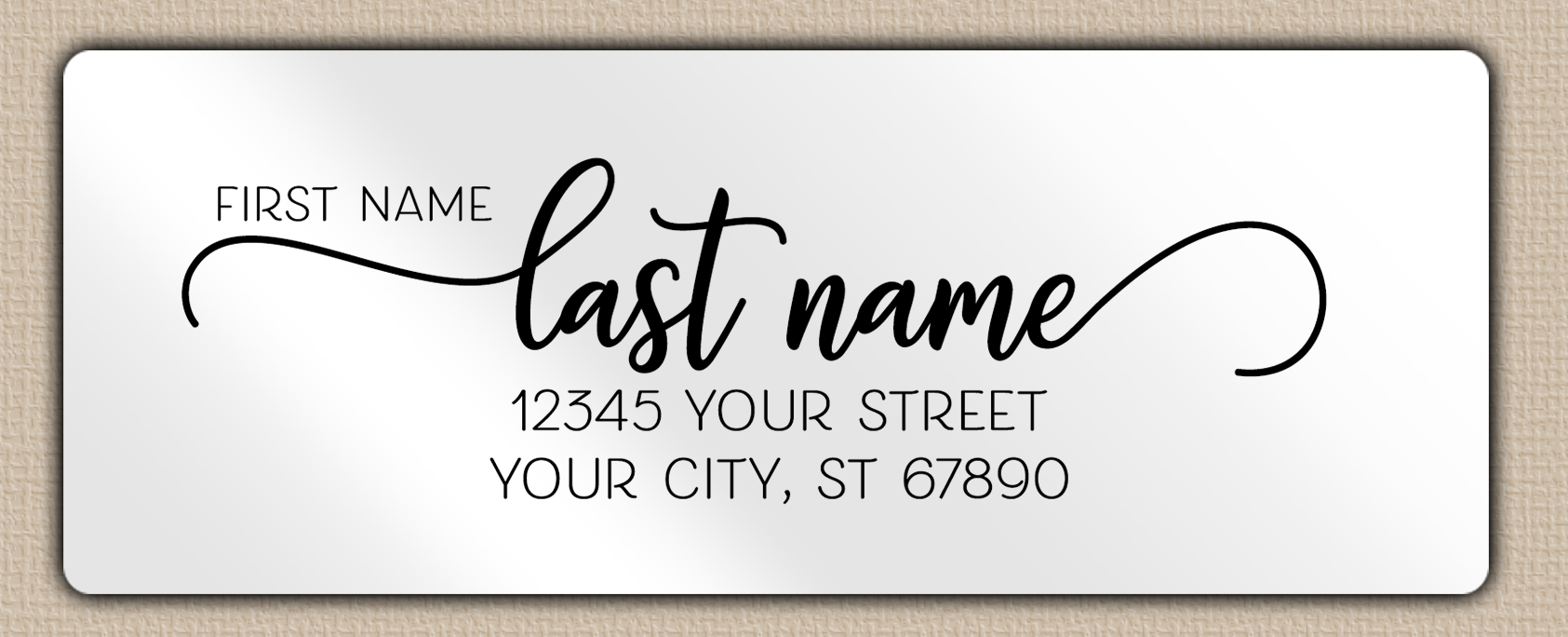 White Glossy Modern Script Return Address Labels