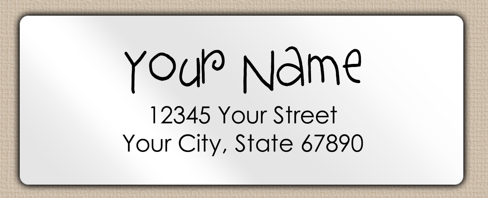 White Glossy Whimsical Script Return Address Labels