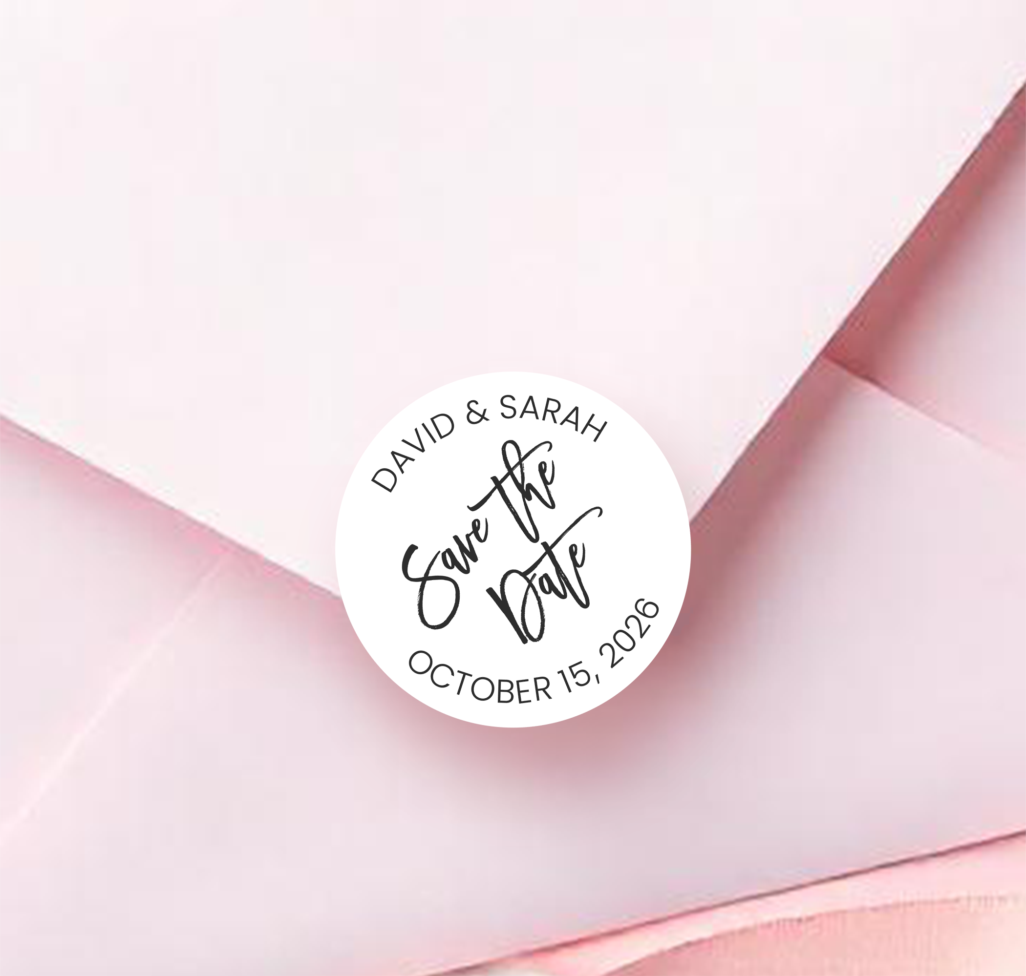 Modern Script Save The Date Seals on Evelopes